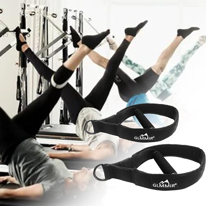 Pilates Double Loop Straps for Pilates Reformer, Fitness Metal D Ring Straps Handle, Pilate Accessories Yoga Wristbands Exercise Straps for Gym Home Workout 2PCS