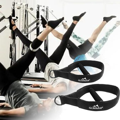 Pilates Double Loop Straps for Pilates Reformer, Fitness Metal D Ring Straps Handle, Pilate Accessories Yoga Wristbands Exercise Straps for Gym Home Workout 2PCS
