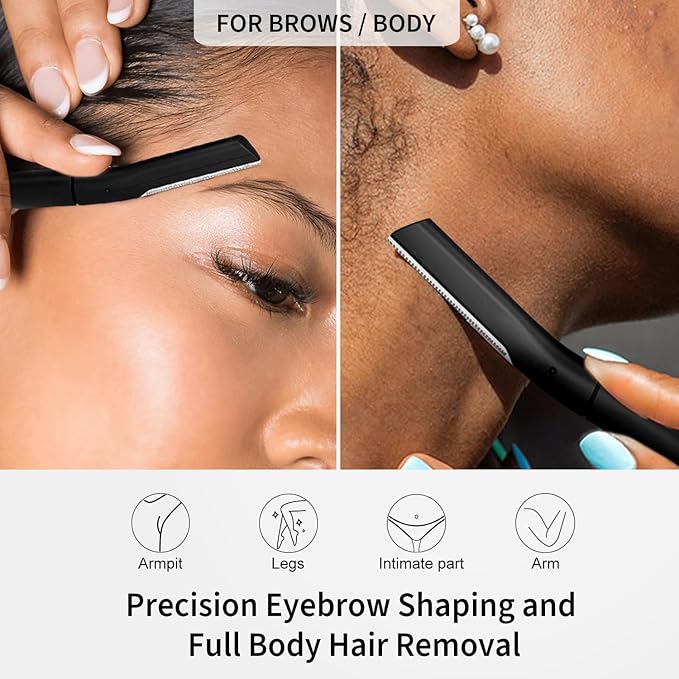 Precision Dermaplane Razor, Face Razors for Women and Men, Eyebrow Razor, Dermaplaning Tool, Peach Fuzz Remover, Skin-friendly Microblades with Protective Cap
