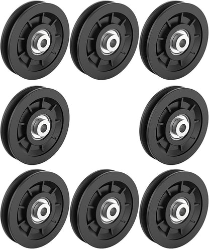 90mm/3.5" Universal Nylon Bearing Pulley-Wheel Replace for Home Gym Equipment Part Cable Machine, Wearproof Abration Bearing Wheel, Gym Equipment and Garage Door Pulley System