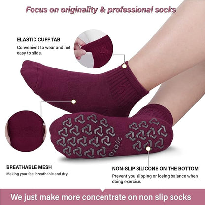 Ozaiic Non Slip Socks Grip for Yoga Home Workout Pure Barre, Pilates, Hospital, Ideal Cushion Socks for Men and Women