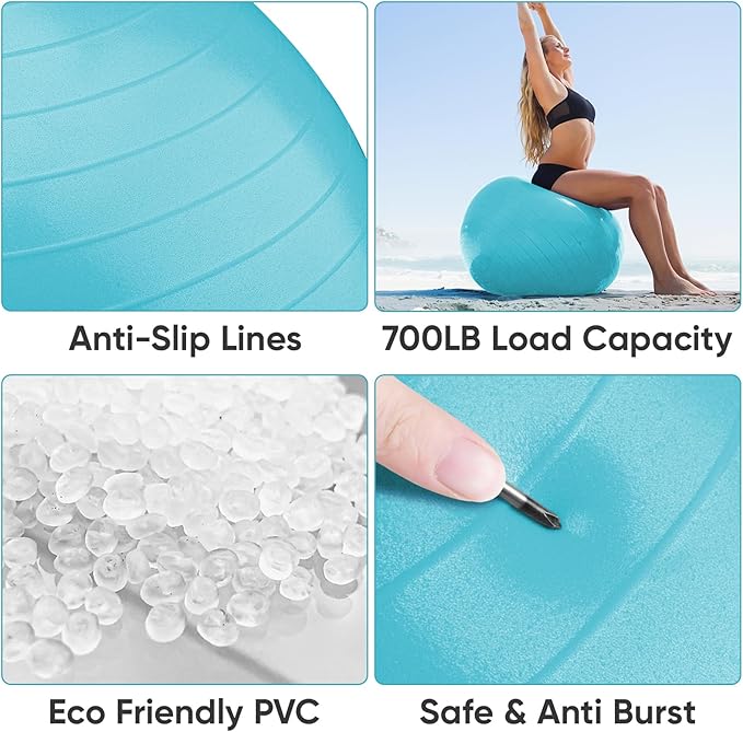 APEXUP Yoga Ball Exercise Ball Anti Slip Heavy Duty for Fitness, Balance & Core Workout