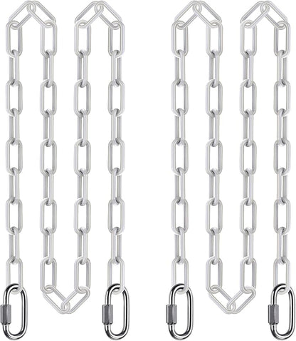 SELEWARE 2 Pcs 100" Hanging Swing Chain with 4 Carabiners, 1000LB Capacity Plastic Coated Hanging Chains, Hammock Hardware Kit for Swing, Hanging Chair, Punching Bags, Indoor Outdoor Gym (White)