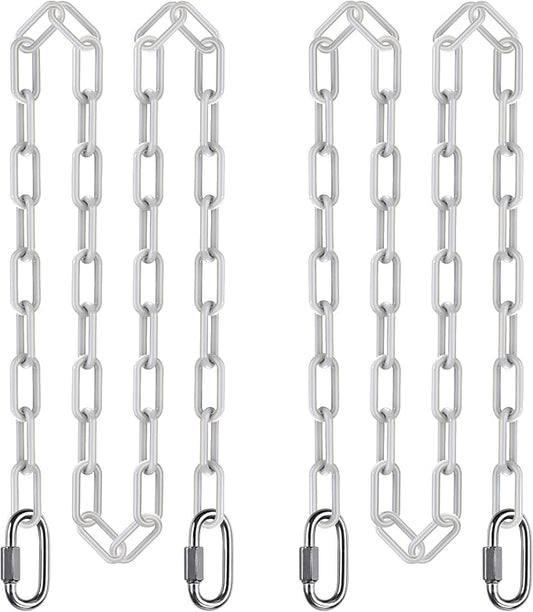 SELEWARE 2 Pcs 100" Hanging Swing Chain with 4 Carabiners, 1000LB Capacity Plastic Coated Hanging Chains, Hammock Hardware Kit for Swing, Hanging Chair, Punching Bags, Indoor Outdoor Gym (White)