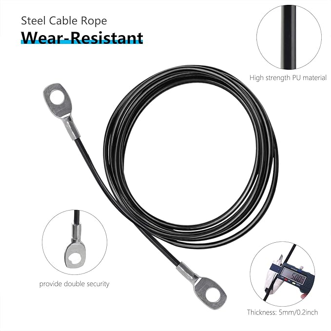 LFJ Replacement Gym Cable with Stopper Ball Fitness Pulley Cable Steel Wire Rope for Cable Machine Home Gym Weight Lift Pulley System