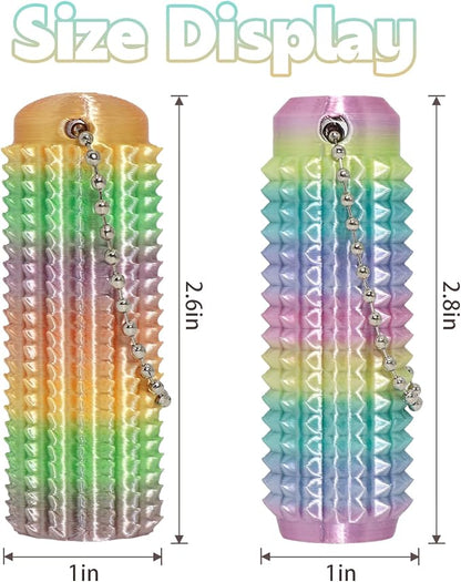 Little Ouchies Fidget Toys,Pain Stim Fidget Toy Reduce Stress for Adults,Anxiety Relief Pain Stim,Spiky Fidget Keychain for Anxiety and Stress Reduction,Novelty Gifts for Friends(2PCS/Rainbow)