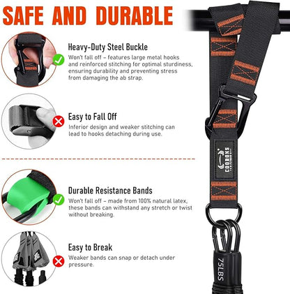 Pull Up Assistance Bands, 300lbs Heavy Duty Resistance Bands for Pull Ups with Adjustable Height, Fabric Feet Rest & Knee Support, Strength Training Pull Up Bar Assist Bands for Home Gym Workouts
