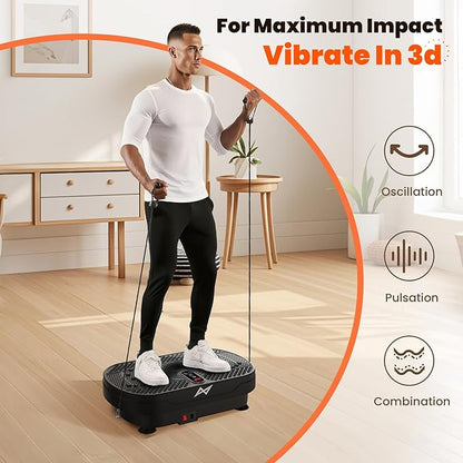 AXV Vibration Plate Fitness Platform Exercise Machine Vibrating Lymphatic Drainage Shaking Full Body Shaker Workout Vibrate Stand Shake Board Sport Gym for Weight Loss Fat Burner for Women Men