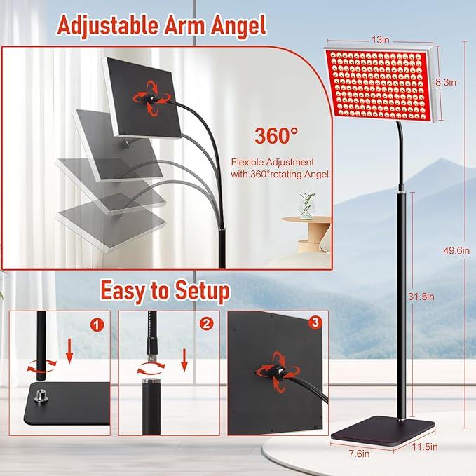Red Light Therapy for Body & Face | 150 Dual-Wavelength LEDs (660nm Red & 850nm Infrared) Lamp with Adjustable Stand | Full Body Skin Rejuvenation, Muscle Relaxation & Home Pain Relief