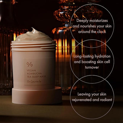 Dr.Ceuracle Vegan Kombucha Tea Sleeping Mask - Hydrating Overnight Face Mask with Niacinamide, Bakuchiol, Ceramide, Korean Skincare (100 g / 3.52 oz.)