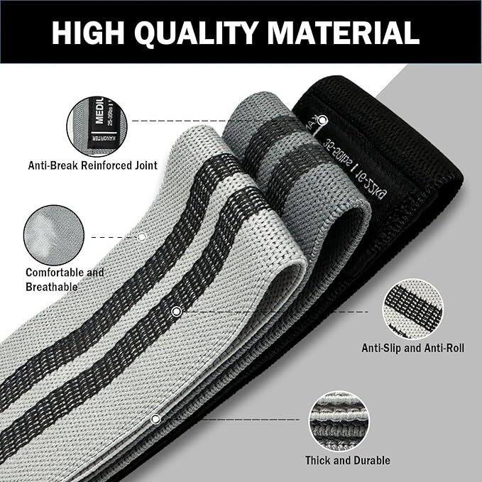 Non-Slip Fabric Resistance Bands for Working Out, Loop Exercise Bands for Booty Leg, Butt, Glute, Stretch Workout Bands for Women & Men, Hip Elastic Bands for Home Gym Fitness, Yoga, Pilates