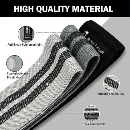Non-Slip Fabric Resistance Bands for Working Out, Loop Exercise Bands for Booty Leg, Butt, Glute, Stretch Workout Bands for Women & Men, Hip Elastic Bands for Home Gym Fitness, Yoga, Pilates