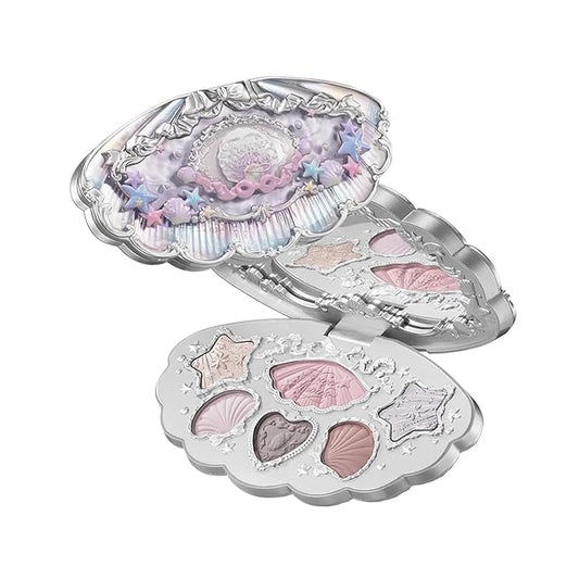 Flower Knows Shell's Jewel 6-Color Makeup Palette,Blendable Eyeshadow with 4 Matte & 2 Shimmer Finish,High-Pigment & Long Lasting Formula,Ethereal Nude(01 Moonlight Pearl)