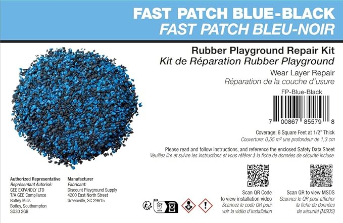 Poured-in-Place Surfacing Repair Kit Fix Rubber Playground (Blue/Black, Standard)