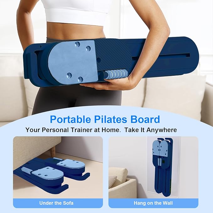 Portable Pilates Reformer Set for Women, Multi-Functional Pilates Exercise Board with Resistance Bands for Home Workouts, Core Strengthening, Toning, Abdominal Sculpting, Full-Body Fitness