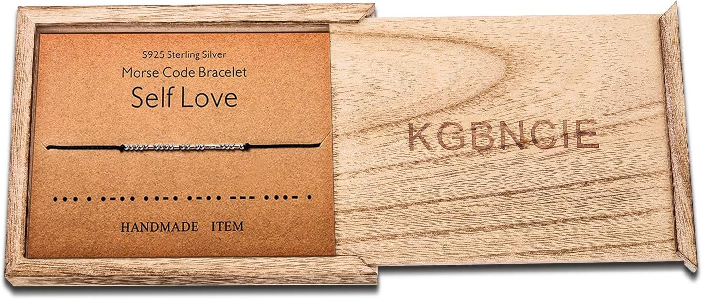 KGBNCIE Morse Code Bracelet for Women Sterling Silver Beads on Silk Cord Secret Message Fuck Friendship Inspirational Encouragement Bracelet Gift for Her