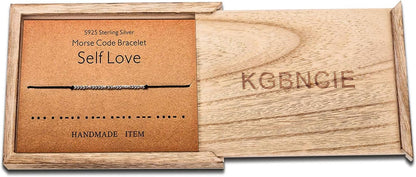 KGBNCIE Morse Code Bracelet for Women Sterling Silver Beads on Silk Cord Secret Message Fuck Friendship Inspirational Encouragement Bracelet Gift for Her