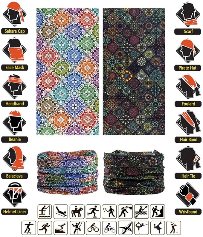 Headband Neck Gaiter Head Wrap Headwear Face Mask Magic Scarf Bandana for Men and Women
