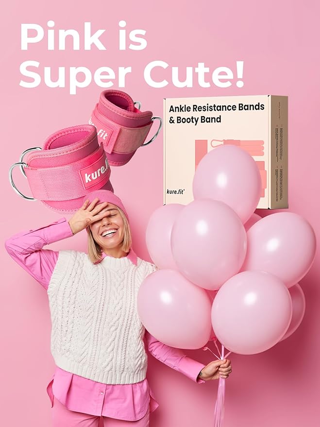 Ankle Resistance Bands with Cuffs | Pink Booty Band | Ankle Band Set for Working Out | Leg Resistance Bands with Ankle Straps | Kickback Training Equipment for Women Hip & Glutes | Home & Gym