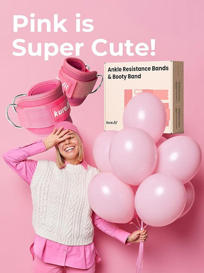 Ankle Resistance Bands with Cuffs | Pink Booty Band | Ankle Band Set for Working Out | Leg Resistance Bands with Ankle Straps | Kickback Training Equipment for Women Hip & Glutes | Home & Gym