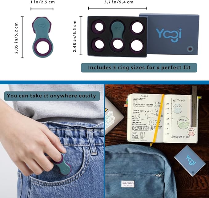 Yogi Fidget Toy – Silent Sensory Spinner for Adults & Kids – Stress Relief Fidgets for ADHD, Anxiety – Fidget Toys for Adults – Includes 5 Finger-Fit Rings – Work, School & Travel – Aurora