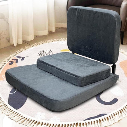 Zen Zone 90° Buddha Yoga Meditation Floor Chair Premium and Foldable with Fixed Back Support Chair Dark Grey