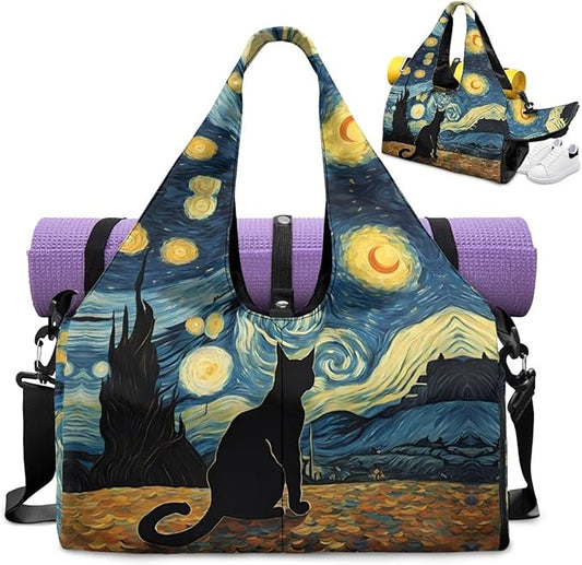 Yoga Mat Bag for Women Men Large Carryall Tote with Adjustable Shoulder Strap for Gym Yoga Travel Pilates Office