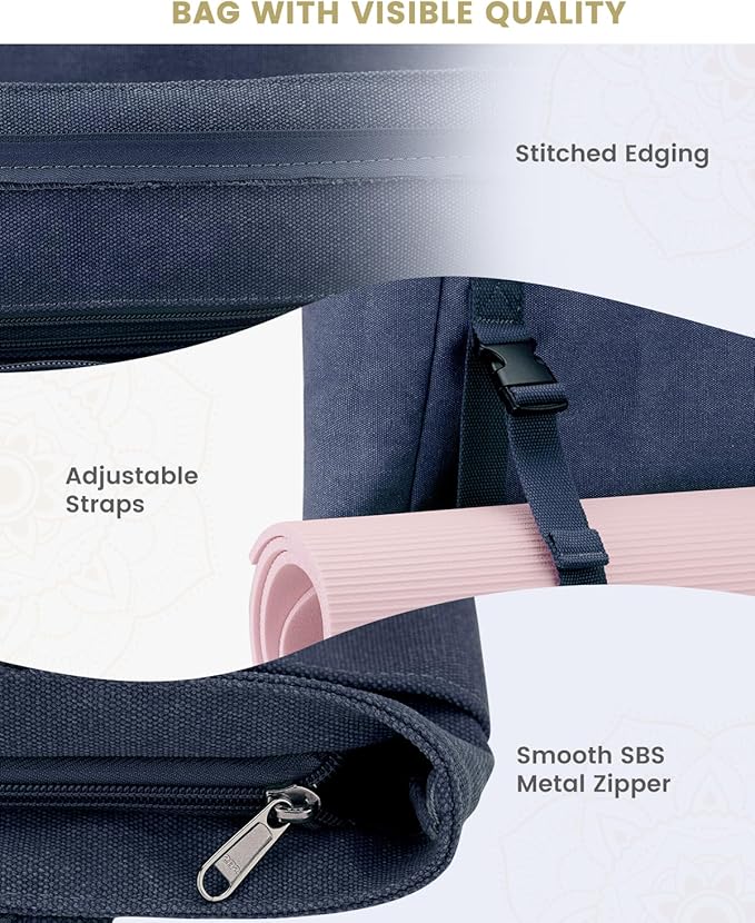 Gonex Yoga Mat Bag, Yoga Gym Bag Tote Bag with Multi Pockets For Women Men, Canvas Yoga Mat Carrier Take in Out Mat Easily For Pilates Travel Workout Office