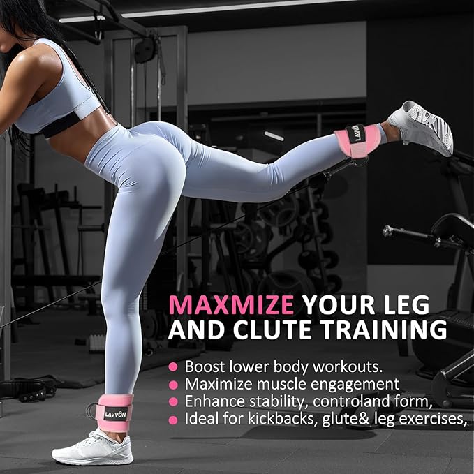 Ankle Straps for Cable Machines Kickbacks - Adjustable Comfort Ankle Cable Attachments for Gym Ankle Cuff Cable Machine Glute Kickback Straps - Leg Extensions, Curls & Ankle Cuffs Women