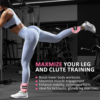Ankle Straps for Cable Machines Kickbacks - Adjustable Comfort Ankle Cable Attachments for Gym Ankle Cuff Cable Machine Glute Kickback Straps - Leg Extensions, Curls & Ankle Cuffs Women
