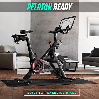 Powr Labs Bike Mat Compatible with Peloton, Treadmill, Exercise Equipment, Elliptical, Walking Pad, Indoor Bike Trainers, Home Gym Workout - Protects Hardwood Floors and Carpet