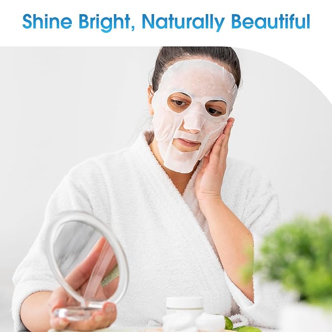 Hyaluronic and Ceramide Sheet Mask - Korean Face Mask for Hydrated and Soft - Looking Skin - Collagen Facial Mask for Calming & Smoothing – Pack of 15