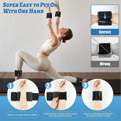 Ankle Weights Set of 2 (1 lb/2 lb/3 lb Each) Adjustable Wrist Weights for Women Men Wearable Arm Leg Weight for Pilates, Running, Walking, Workout, Yoga