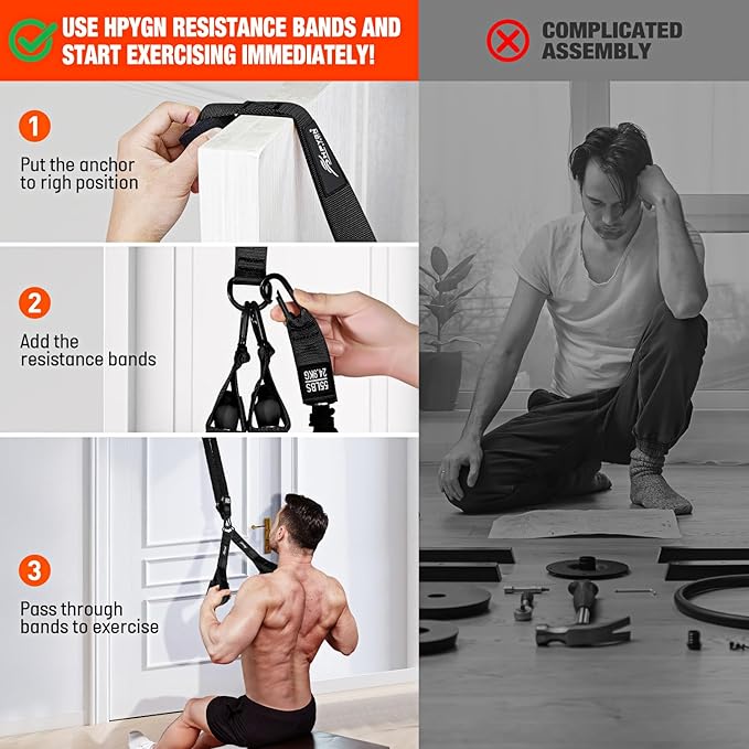 HPYGN Rowing Resistance Bands, Best Replacement for Rowing Machine, Home Gym Workout Equipment for Arms, Shoulders, Core, Back, Glutes and Legs, Rowing Workout, Cardio, Low-Impact, Portable Home Gym