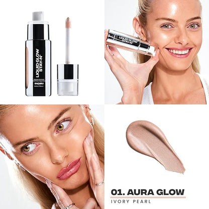 Sacheu Liquid Glow STAY-N Liquid Highlighter & Illuminator Makeup — 30ml Long Lasting Luminous Glow Lightweight Dewy Finish, Aura Glow