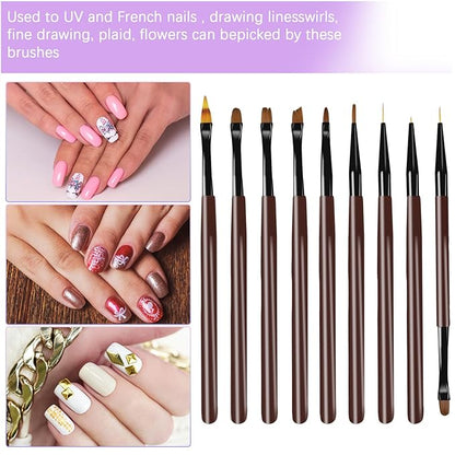 Professional Manicure Pedicure Kit, Electric Nail File Set, Cordless Electric Nail Drill Machine, 5 Speeds Hand Foot Care Nail Drill for Thick Nail Toenail Cuticle with 9Pcs Drawing Brushes