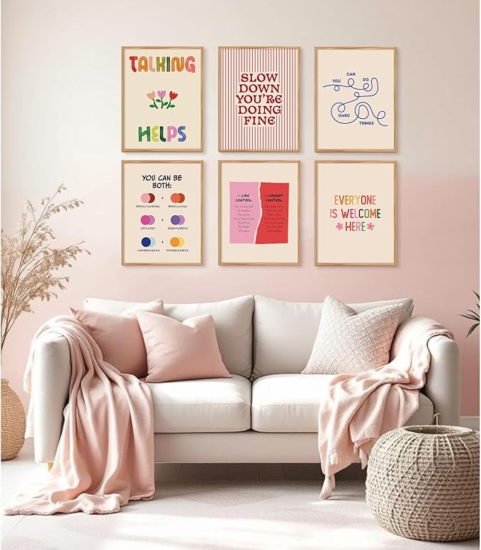 Mental Health Wall Art Therapy Office Psychology Wall Decor Self Care Quote Painting Picture Anxiety Relief Poster Calming Corner Prints Artwork for Office Home Studio Bedroom Living Room Home Decor (12*16)