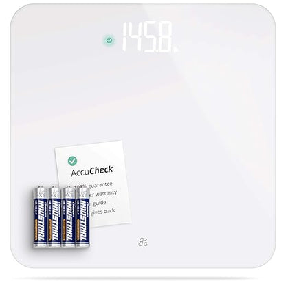 Greater Goods Digital AccuCheck Bathroom Scale for Body Weight, Capacity up to 400 lbs, Batteries Included, White