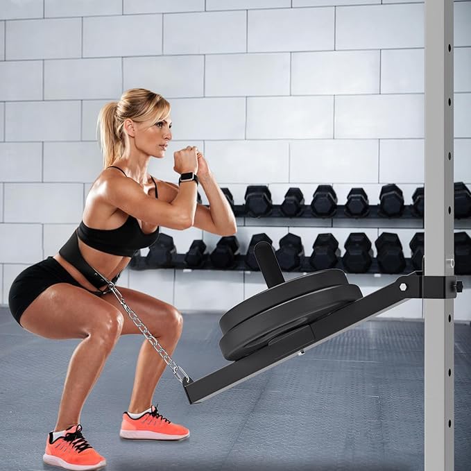 Belt Squat Attachment for 2" x 2" or 3" x 3" Power Rack with 5/8" or 1" Holes, Landmine Belt Squat Machine, Compatible with 1" & 2" Weight Plates, Home Gym Squat Rack Accessories