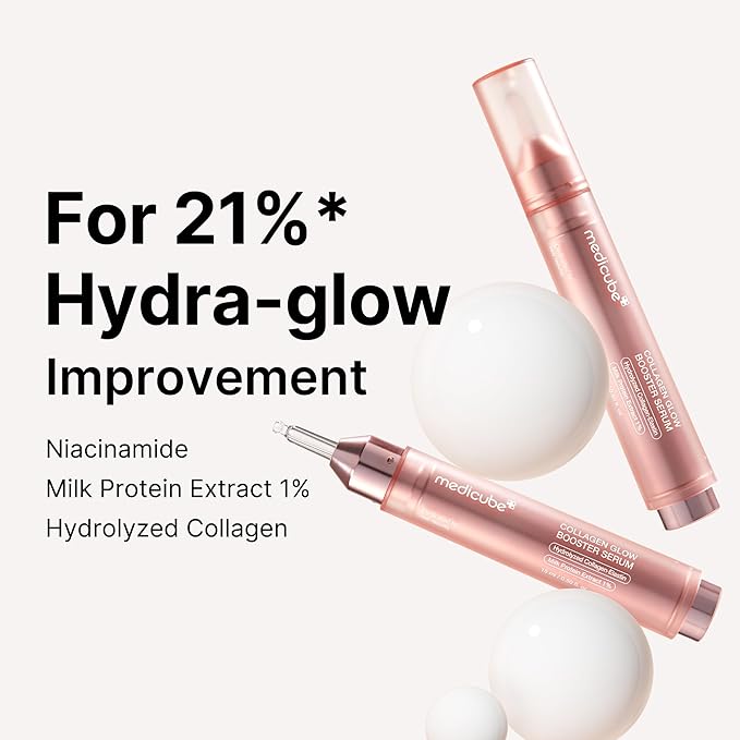 Medicube Collagen Glow Booster Milk Serum - Twist & Click - Radiance & Hydration with Niacinamide, Milk Protein Extract, Hydrolyzed Collagen - Illuminates & Firms Skin - Korean Skin Care, 0.50 oz