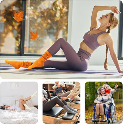 Grip Pilates Slouch Socks for Women, Non Slip Scrunch Yoga Barre, Grippy Slouchy Knee High Boot Socks for Hospital