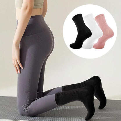 3 Pairs Non Slip Yoga Socks for Women Anti-skid Long Socks for Yoga, Barre, Ballet, Dance, Barefoot Workout Gym
