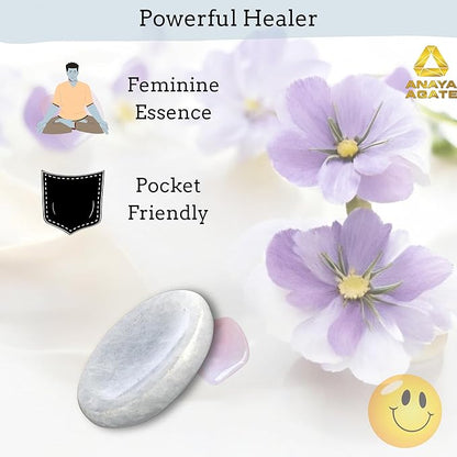 Blue Calcite Worry Stones – Crystal Thumb Worry Stone for Anguish, Stress – Relaxing and Soothing Balance Stones for Meditation, Stress Relief – Healing Stones and Crystals for Men and Women