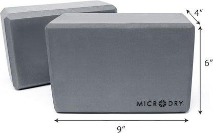 MICRODRY - Stretching & Exercise Foam Blocks, Yoga, Pilates Equipment for Home Workouts, Fitness Accessories for Home & Gym, Slip-Resistant, EVA Foam Block, 9 x 4 x 6 inches