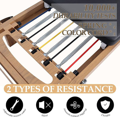 Foldable Pilates Reformer Machine,Extended 88in Metal Frame Pilates Equipment for Home Women Men Use Gym Workout & Advanced and Beginners Users , Dual Resistance System (Spring & Latex Tubes)