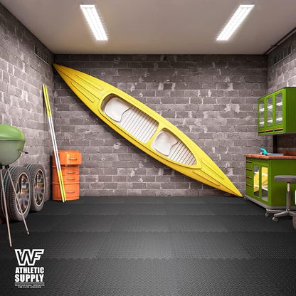 WF Athletic Supply Puzzle Exercise Mat, EVA Foam Interlocking Tiles with Border, 1/2" Thickness Interlocking Soft Foam Puzzle Play Mats for Home Gym, Garage & Kids’ Playroom