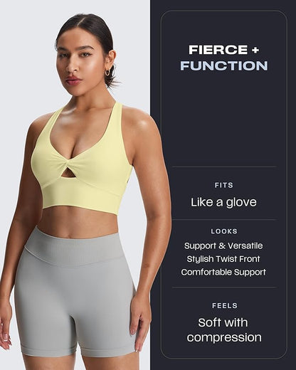 Aoxjox Women's Workout Sports Bras Twist Front Fitness Training Gym Bra Yoga Crop Lola Tank