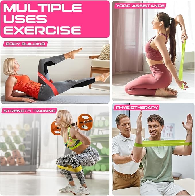 Resistance Bands for Working Out, Exercise Bands Resistance Bands Set with 5 Resistance Levels, Latex Loop Bands for Women Men, Workout Bands for Legs, Glutes, Strength Training, Yoga, Home Gym