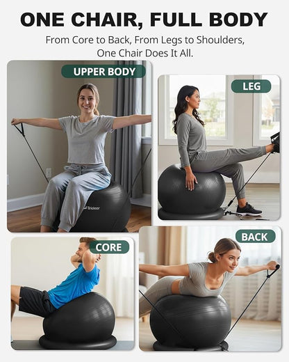 Trideer Ball Chair - Yoga Ball with Base & Bands for Home Gym Workout