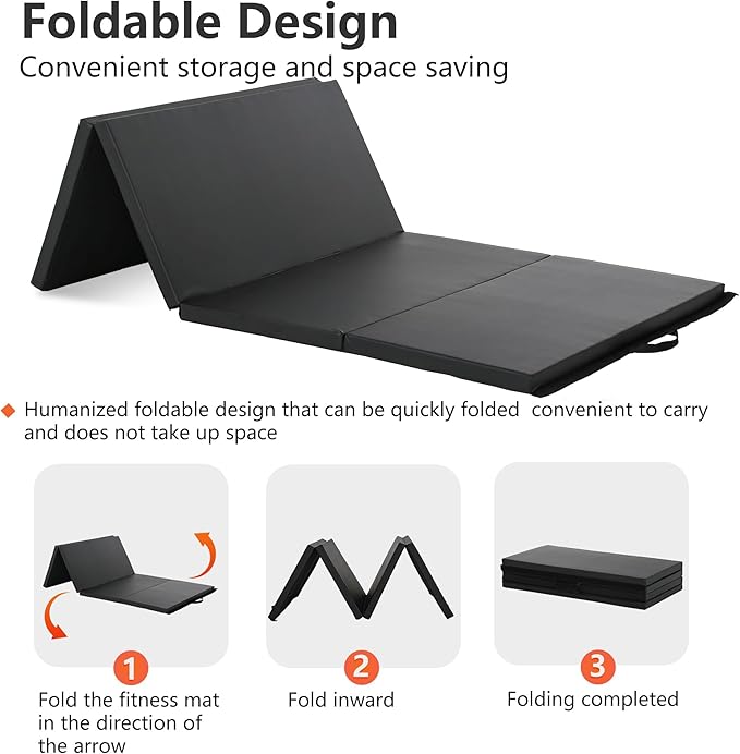Gymnastics Mat, ‎4x8FT Wrestling Mat, Thick Yoga Mat 2 Inches with Carrying Handles, Tumbling Mat with Sturdy Stitching Waterproof PU Leather Cover, Gymnastics Mats for Tumbling Stretching Yoga